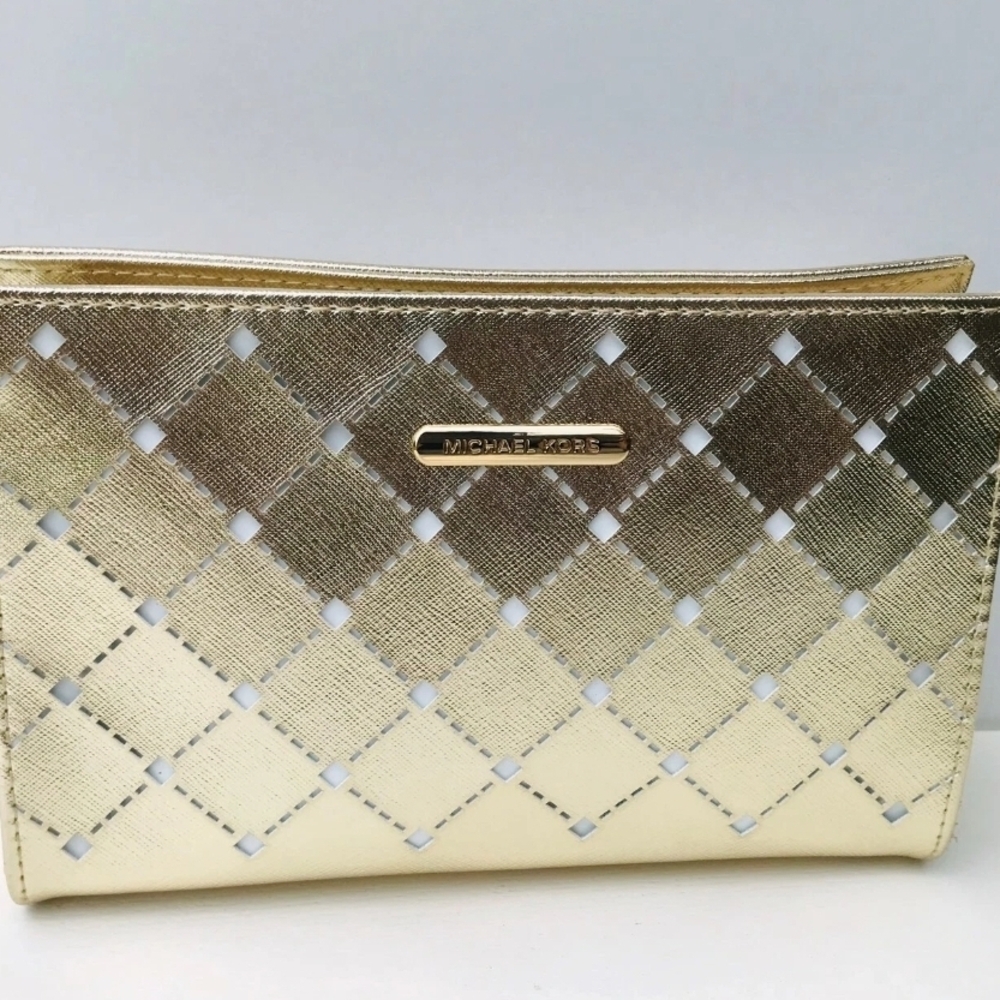 Michael Kors Gold Cosmetics Bag New Without Tag.